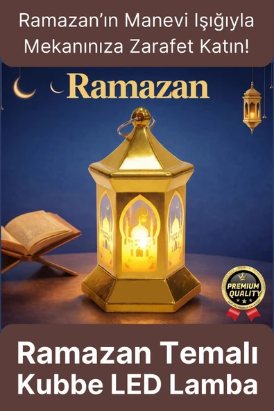 #RamazanAyı Ramazan Dekoratif Asılabilir Altıgen Gold Osmanlı İslami Mimari Işık Kubbe LED Lamba ürün görseli 1