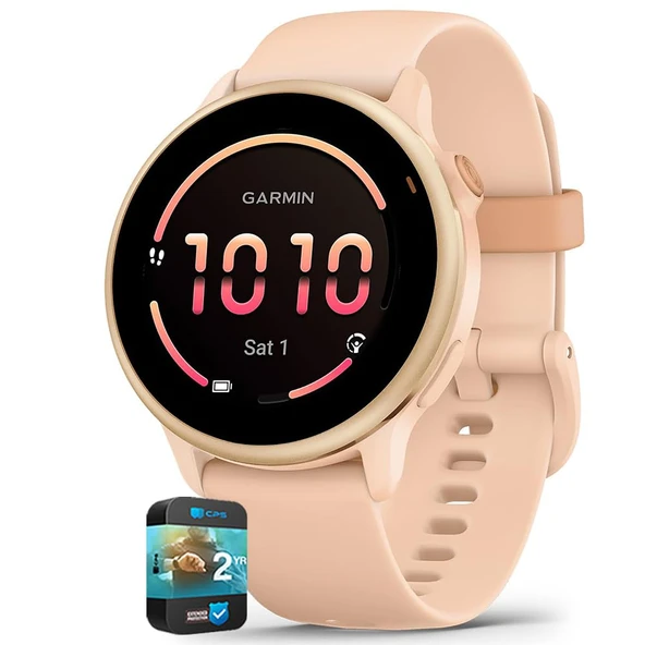 Garmin 010-02985-03 VIVOACTIVE 6 Health and Fitness GPS Smartwatch Pink Dawn with Silikon Band Sche with 2 YR CPS Geliştirilmiş Koruma Paketi ürün görseli 1