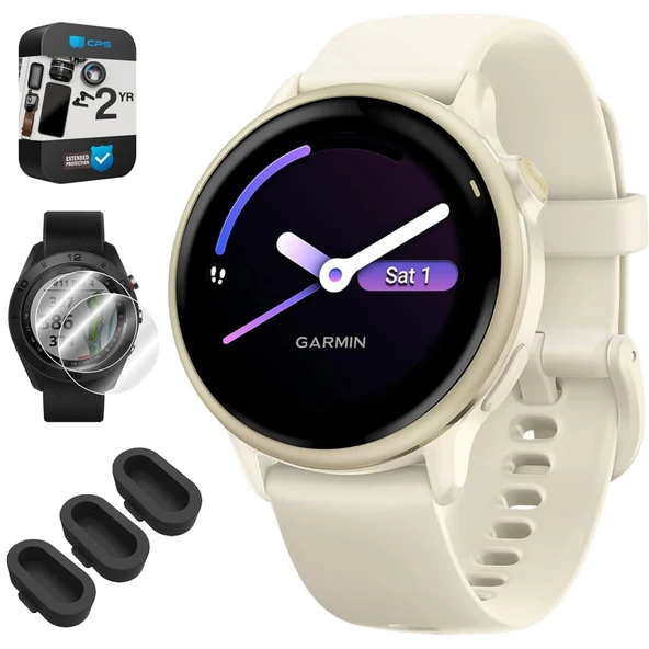Garmin 010-02985-01 VIVOACTIVE 6 Health & Fitness GPS Smartwatch, Silikon Bantı ile 2 YR CPS Geliştirilmiş Koruma Paketi, Deco Essentials Silikon Toz Kapakları ve 2Pack Ekran Koruyucusu ürün görseli 1
