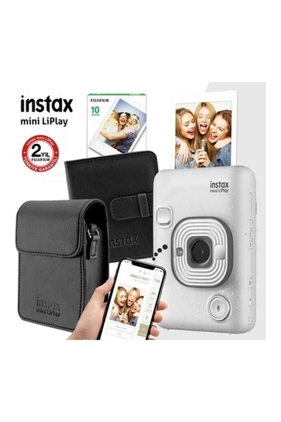 Instax Mini Liplay Hybrid Stone White Fotoğraf Makinesi Seti 2 ürün görseli 1