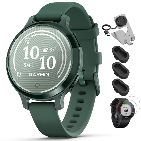 Garmin 010-02891-02 Lily 2 Active Smartwatch Jasper Green ile Jasper Green Silikon Toz Kapak 3 Pack ve Ekran Koruyucu 2 Pack ürün görseli 1