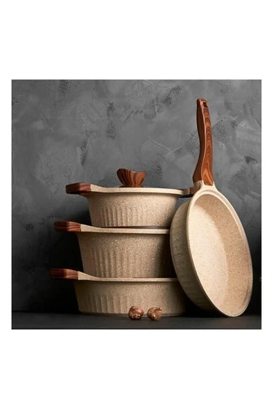Karaca Natureline Wood Stone 7 Parça Tencere Seti ürün görseli 1