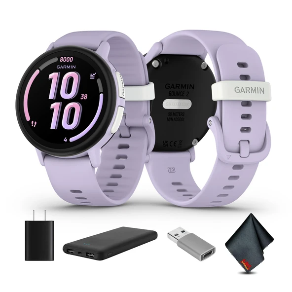 Garmin Bounce 2, Kids Smartwatch with Calling, Messaging and Location Track Özellikler, Işık Mor Sche with USB Wall Şarj + Daha Fazlası ürün görseli 1