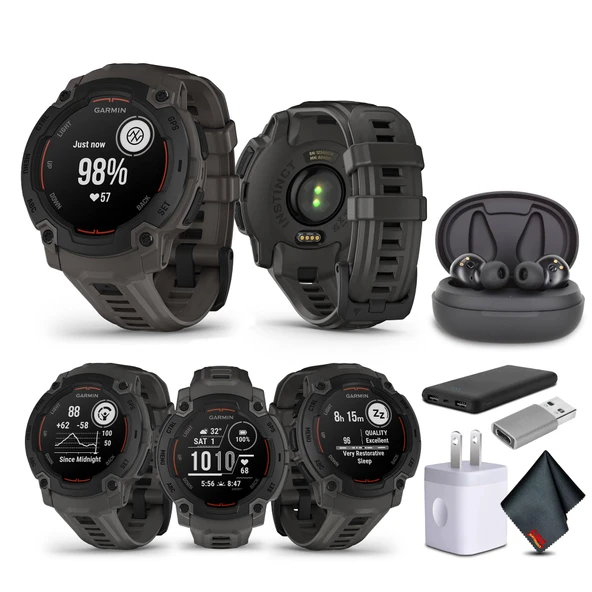 Garmin Instinct E 45mm, Açık GPS Smartwatch, 7/24 Sağlık İzleme, 16 Günlük Battery Life, Charcoal (010-02933-00) Earbuds Sche ürün görseli 1