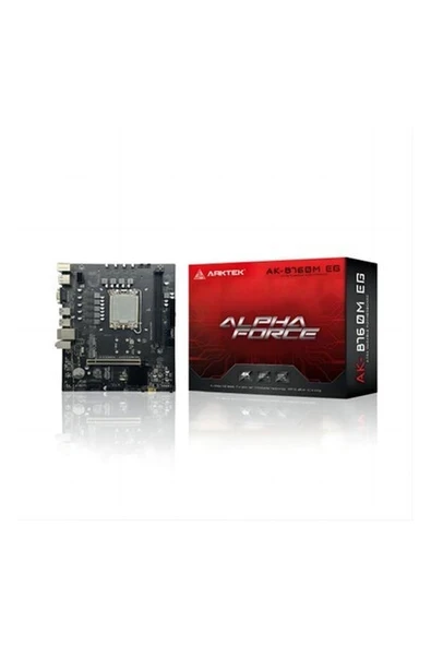 Arktek Alpha Force, AK-B760M Eg, 2xddr5, 2x M.2, D-Sub, Hdmı, Dp, 12-13.14.nesil, LGA1700 Soket, Anakart ürün görseli 1