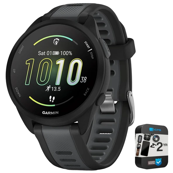 Garmin 010-02863-30 Forerunner 165 Music Smart Sport Watch, Black + Slate Gray | Resmi ABD Ortak Modeli | Sche with 2 YR CPS Advancedd Protection Pack ürün görseli 1
