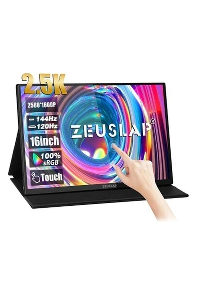 Zeuslap P16KT 16'' 2560X1600 144Hz 2k Ads-Ips Panel Type-C 100% Srgb 500CD/M² Dokunmatik, Taşınabilir Monitör (ZL-P16KT) ürün görseli 1