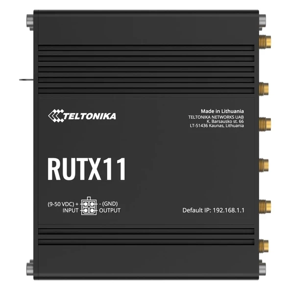 Teltonika RUTX11100400 Model RUTX11 Endüstriyel Hücresel Yönlendirici; Çift SIM; ABD Taşıyıcılarıyla kullanım için; ABD PSU'su ile birlikte gelir; WI-FI ve BT; 4 x Ethernet Bağlantı Noktası... ürün görseli 1