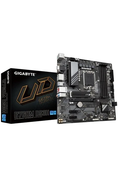 Gigabyte B760 DS3H DDR5 7600 MHz (OC) PCI-E Gen4 M.2 USB 3.2 DP HDMI 1G LAN ATX Soket 1700 ürün görseli 1