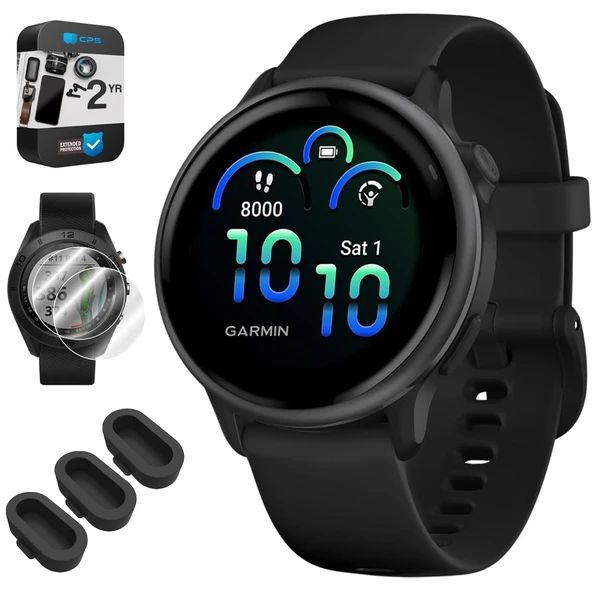 Garmin 010-02985-00 VIVOACTIVE 6 Health & Fitness GPS Smartwatch, 2 YR CPS Geliştirilmiş Koruma Paketi, Deco Essentials Silikon Toz Kapakları ve 2X Ekran Koruyucusu ürün görseli 1