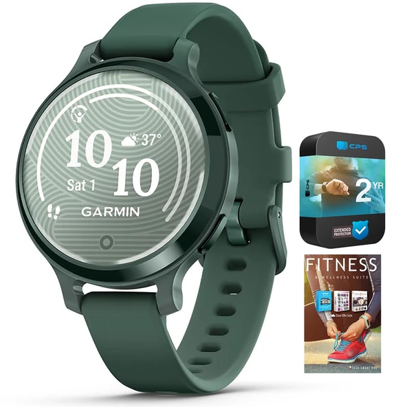 Garmin 010-02891-02 Lily 2 Active Smartwatch Jasper Green ile Jasper Green Silikon Band Sche ile Tech Smart USA Fitness & Wellness Suite ve 2 YR CPS Geliştirilmiş Koruma Paketi ürün görseli 1