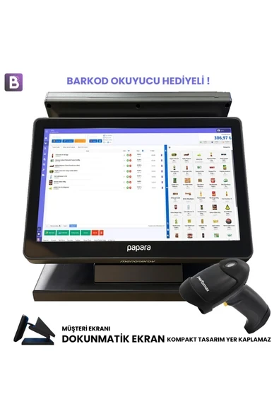 Mini POS PC (Dokunmatik) + Barkodlu Satış Sistemi (V2 - Lisans, Barkod Okuyucu Hediyeli) ürün görseli 1