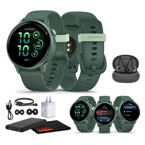 Garmin Vivoactive 6 Smartwatch Metallic Jasper Green ile Jasper Green Band En İyi Fitness GPS Smart-Watch with AMOLED Display, 11-Day Battery, Advanced Activity Watch Sche for Men & Women ürün görseli 1