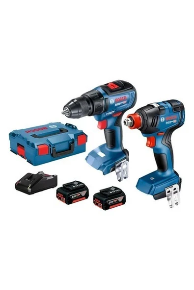 Bosch GSR 18V-50 Akülü Vidalama + GDX 18V-200 Akülü Somun Sıkma + 2x4.0Ah Akü + Akü Şarjı + L-Boxx Set ürün görseli 1