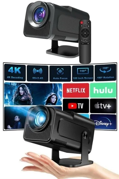 BESTONLY Projektör Siyah Android Taşınabilir Sinema Projeksiyon Wifi Destekli En Güncel Sürüm Akıl ürün görseli 1