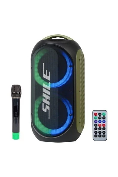 SL-2019A El Mikrofonlu-2 Mik Giriş -2 Gitar Girişli Kumandalı Usb/sd/bt/fm Işıklı Taşınabilir Şarjlı Seyyar Anfi ürün görseli 1