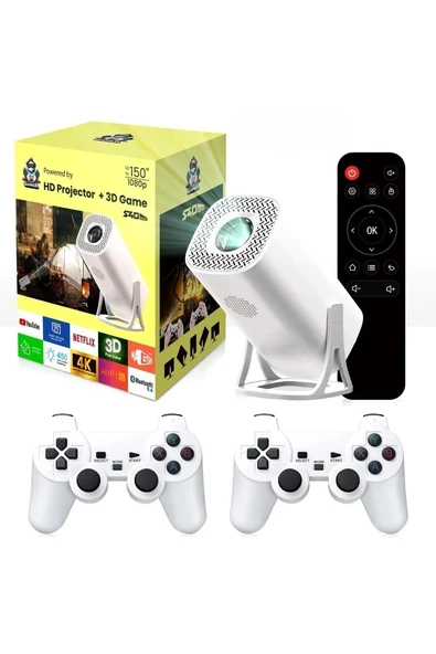 Yüksek çözünürlüklü taşınabilir projeksiyon, Wi-Fi, Bluetooth, Netflix, Youtube destekli ürün görseli 1