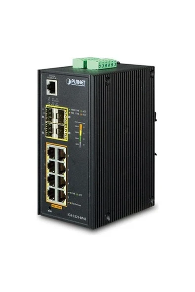 Planet PL-IGS-5225-8P4S Endüstriyel Tip Yönetilebilir Ethernet Switch (Industrial Managed Ethernet Switch)Industrial L2+ 8-Port 10/100/1000T 802.3AT Poe + 2-Port 100/1G Sfp + 2-Port 1g/2.5g Sfp ürün görseli 1