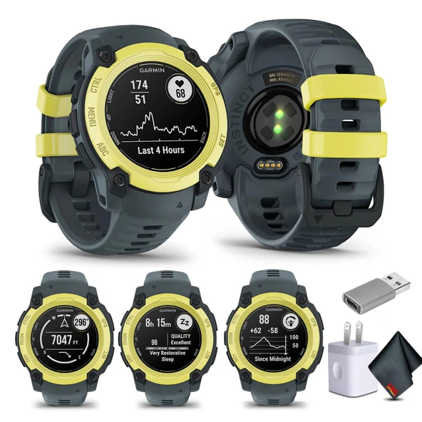 Garmin Instinct E 40mm, Açık GPS Smartwatch, 7/24 Sağlık İzleme, 14 Günlük Battery Life, Electric Lime/Twilight 010-02932-01 Health, Fitness ve Taktik Smart Watch Sche for Men ürün görseli 1