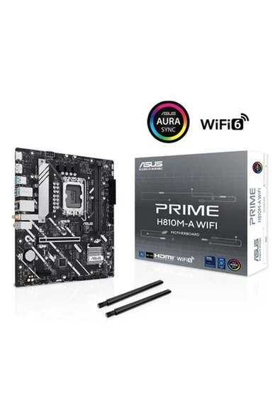 Asus Prıme H810M-A Wıfı Intel H810 LGA1851 Ddr5 6400 Dp HDMI Çift M2 Usb3.2 Ax Wifi + Bt Aura Rgb Matx 6+1+1+1 Güç Aşamaları, Asus 5x Protectıon Iıı, Ready For Advanced Aı Pc ürün görseli 1