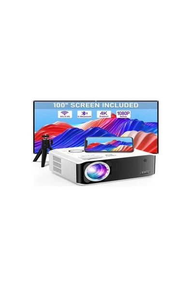 Auking Projektör, Yerel 1080P 4K Projektör - Wifi ve Bluetooth Özellikli ürün görseli 1