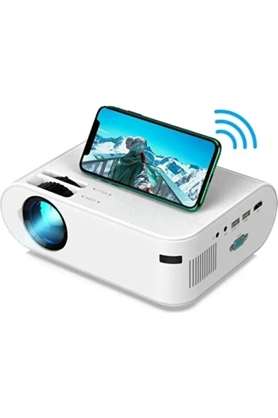 Yüksek Çözünürlüklü Kablosuz Mini Projeksiyon Cihazı Beyaz ürün görseli 1