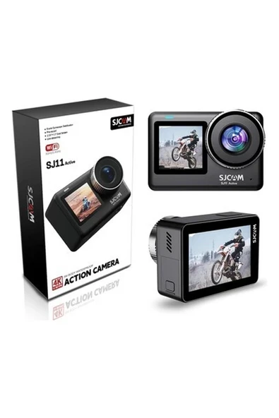 SJ11 Active Dual Screen 20MP 2.33 + 1.3 Inç 5ghz Wi-Fi 4K UHD H.265 Su Geçirmez Kasa 154° 1300MAH Aksiyon Kamerası Siyah ürün görseli 1
