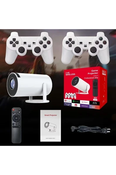 4K Android Taşınabilir Projeksiyon, Ultra HD, Netflix, Prime, Dolby Ses, Taşınabilir, Beyaz ürün görseli 1
