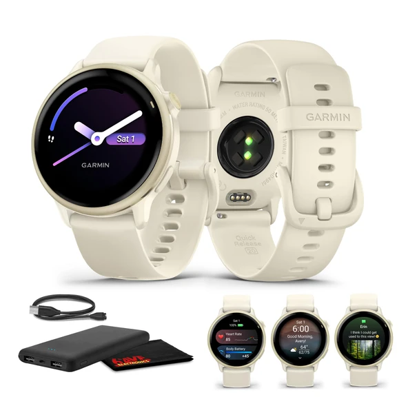 Garmin Vivoaktif 6 Fitness GPS Smartwatch AMOLED Display Moon Gold with Bone Silikon Band, 11-Day Battery, 80+ Spor Modus, Faaliyet İzleme Akıllı Özellikler, Müzik, İletişimsiz Ödemeler ürün görseli 1