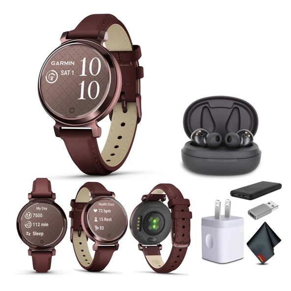 Garmin Lily 2 Classic Small ve Şık Smartwatch Up to 5 Days Battery Life Hidden Display Patterned Lens Dark Bronze with Mulberry (010-02208-03) Fitness Smart Watch Sche for Women için ürün görseli 1