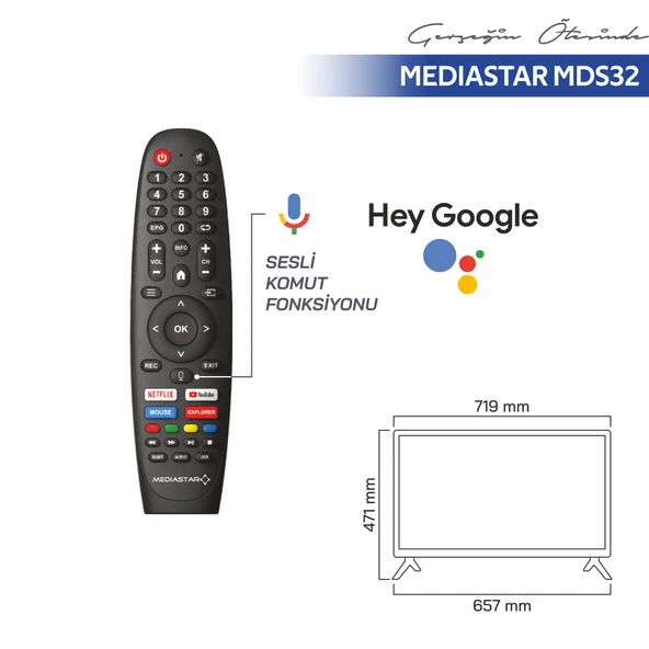 Mediastar 32" Android HD Led TV - Resim 2