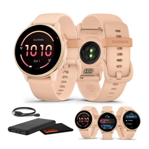 Garmin Vivoaktif 6 Fitness GPS Smartwatch AMOLED Display Metallic Pink Dawn with Pink Band, 11-Day Battery, 80+ Sports Modes, Activity Track Smart Features, Music, Contactless Payments Sche ürün görseli 1