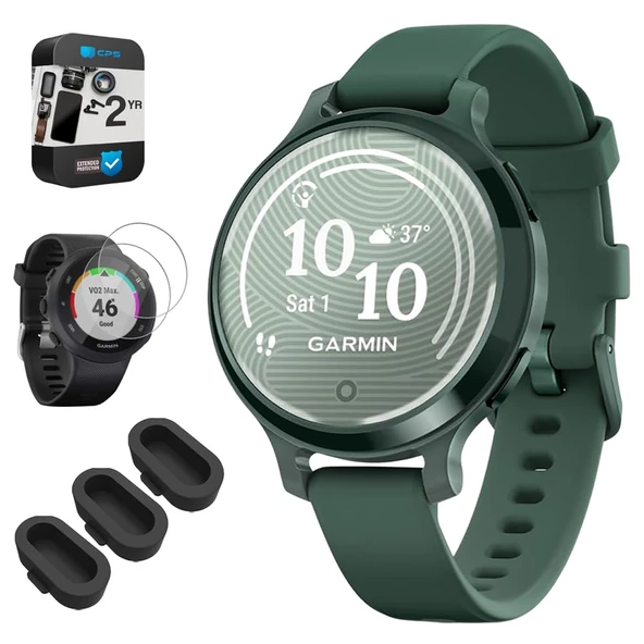 Garmin Lily 2 Active Smartwatch, Jasper Sche 2 Yıl Koruma Paketi + Silikon Toz Kapak (3-Pack) + Tempered Glass Ekran Koruyucu (2-Pack) Jasper Green Silikon Band ile Yeşil ürün görseli 1