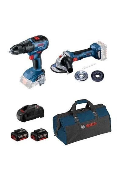 Bosch Akülü Solo Set Gsr 18V-50 Solo + Gws 180 Li Solo 2 x 5.0 Akü + Kanvas Çanta ürün görseli 1