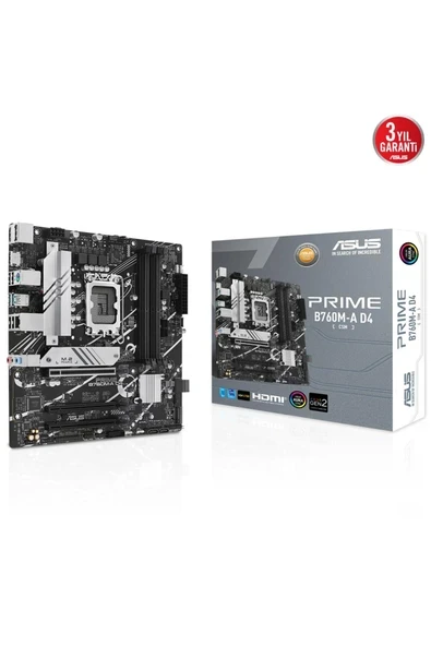 Prıme B760m-a D4/csm Intel Lga1700 Ddr4 5333(OC)mhz Matx Gaming (OYUNCU) Anakart ürün görseli 1