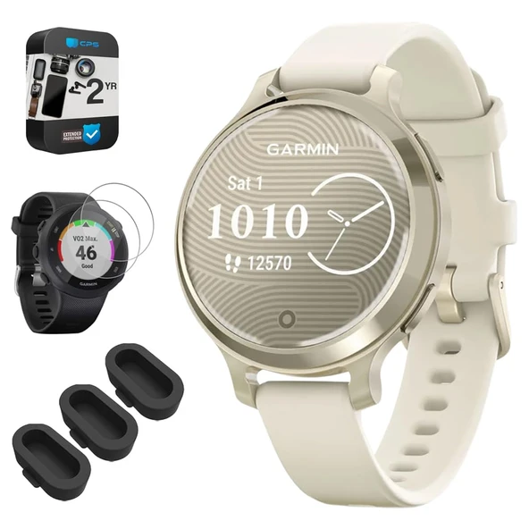 Garmin Lily 2 Active Smartwatch, Ay Gold, 2 Yıl Koruma Paketi + Silikon Toz Kapak (3-Pack) + Tempered Glass Ekran Koruyucu (2-Pack) ürün görseli 1