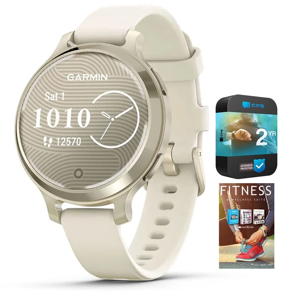 Garmin 010-02891-00 Lily 2 Active Smartwatch Ay Gold with Bone Silikon Band Sche with Tech Smart USA Fitness & Wellness Suite ve 2 YR CPS Geliştirilmiş Koruma Paketi ürün görseli 1