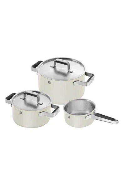 Zwilling Zwıllıng Pure 3-Parça Fildişi Tencere ve Tava Seti 18/10 Paslanmaz Çelik - 1028807 ürün görseli 1
