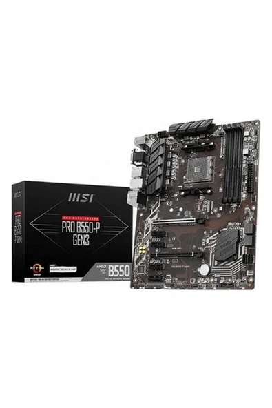 MSI PRO B550-P GEN3 SOKET AMT DDR4 4444 PCI-E Gen 4 ,M.2x1, 6x SATA 6Gbps ,2x USB 3.2 Gen 2 10Gbps ATX Anakart ürün görseli 1