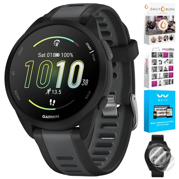 Garmin 010-02863-30 Forerunner 165 Music Smart Sport Watch, Black + Slate Gray | Resmi ABD Ortak Modeli | Grafik ve Wellness Suite ürün görseli 1