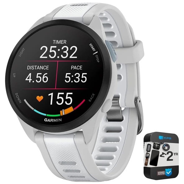 Garmin 010-02863-31 Forerunner 165 Music Smart Sport Watch, Mist Gray + Whitestone | Resmi ABD Ortak Modeli | Sche with 2 YR CPS Advancedd Protection Pack ürün görseli 1