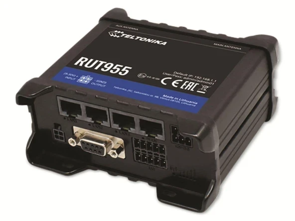Teltonika W03660 Model RUT955 4G/LTE Router, Çift Sim, Global Navigasyon Uydu Sistemi, Teltonika Uzaktan Yönetim Sistemi ile Uyumlu; Kullanım için... ürün görseli 1