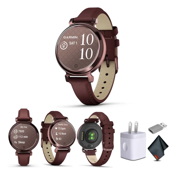 Garmin Lily 2 Classic Small ve Şık Smartwatch Up to 5 Days Battery Life Hidden Display Patterned Lens Dark Bronze with Mulberry (010-02208-03) Health & Fitness Smart Sche for Women ürün görseli 1