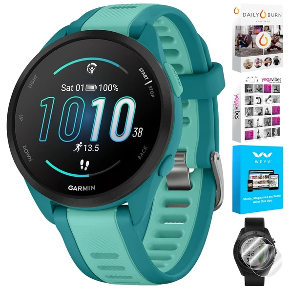 Garmin 010-02863-32 Forerunner 165 Music Smart Sport Watch, Turquoise + Aqua | Resmi ABD Ortak Modeli | Grafik ve Wellness Suite ürün görseli 1