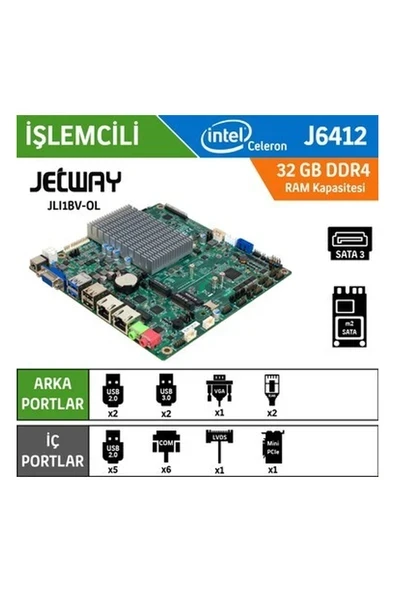 Jetway Ipc JLI1BV-OL J6412 Cpu, Ddr4 Up To 32GB, 2* 2.5gbe Anaka ürün görseli 1