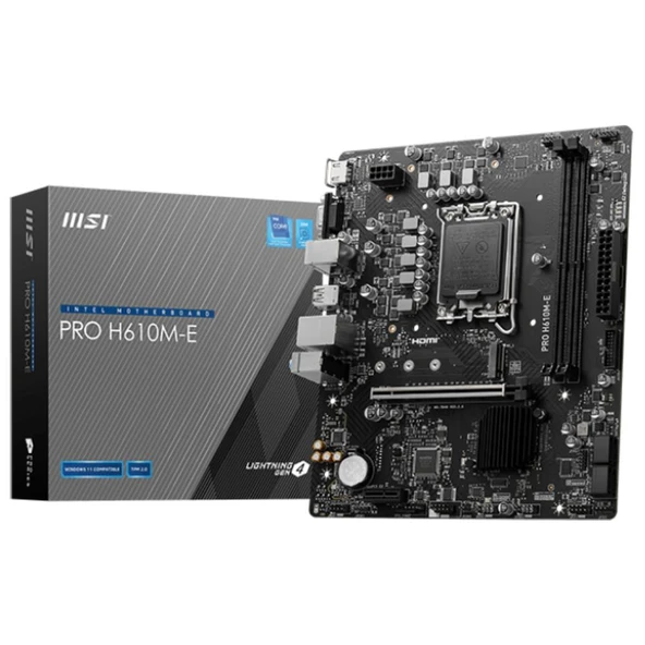MSI PRO H610M-E 5600MHz (OC) DDR5 Soket 1700 M.2 HDMI VGA mATX Anakart ürün görseli 1