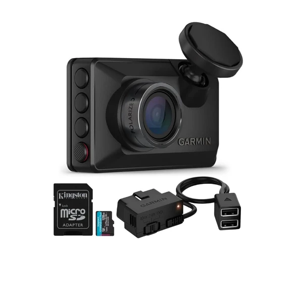 Garmin Dash Cam X210 Compact 1440p Kamera 140-Degree Field of View and Voice Control (Black) Sche with Garmin Constant Power Cable for Dash Cams (Black) and 128GB Memory Card (3 Elements) ürün görseli 1