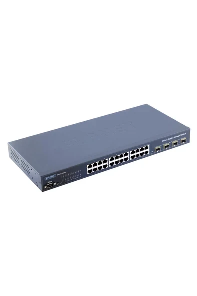 24-Port 10/100/1000Mbps with 4 Shared SFP Managed Switch ürün görseli 1