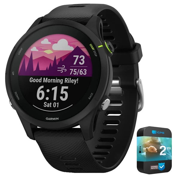 Garmin 010-02641-20 Forerunner 255 Music GPS Smartwatch Black Sche ile 2 YR CPS Geliştirilmiş Koruma Paketi ürün görseli 1