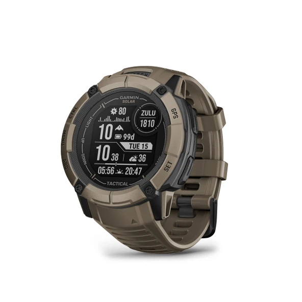 Garmin Instinct 2X Solar - Taktik Edition, Rugged GPS Smartwatch, built-in Flashlight, Ballistics Hesap, Solar Şarj Capability, Coyote Tan ürün görseli 1
